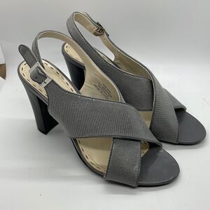Solanz Mimi High Heel Sandals Gray Size 7.5 Block Heel